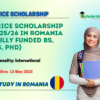 ARICE Scholarship 2025/26 in Romania (Fully Funded BS, MS, PhD)