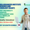 KAIST University Graduate Scholarship 2025 (FALL Regular Intake)