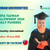 MOFA Taiwan Fellowship 2026 (Fully Funded)